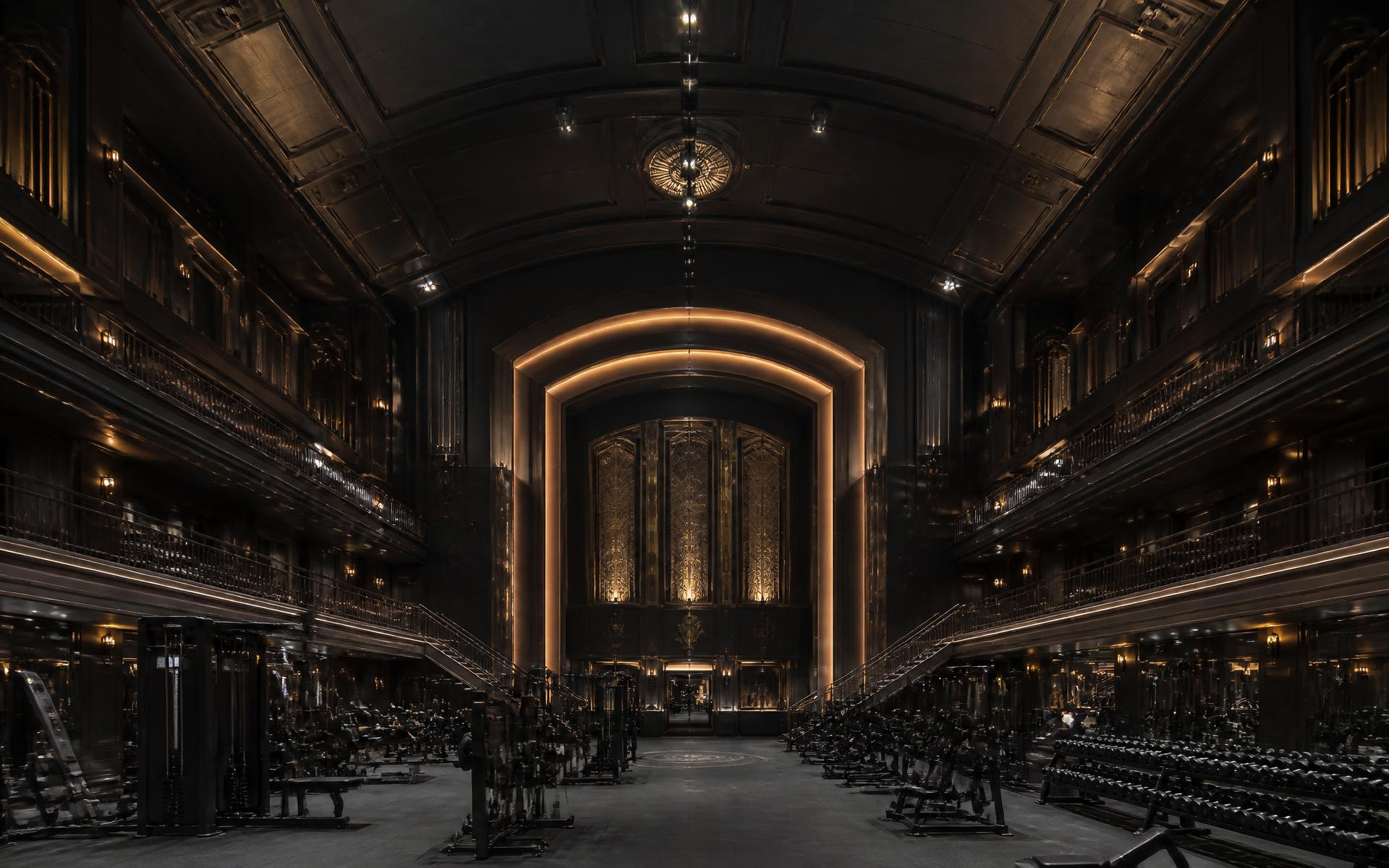 The Southbank Club gym floor inside a converted 1930s cinema with 40ft ceilings